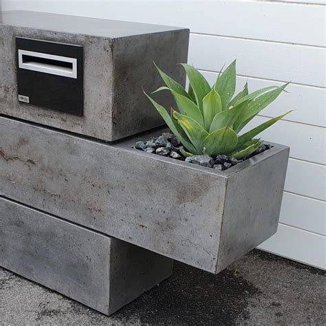 Concrete Letterbox With Planter Unique Polished Exposed - Etsy