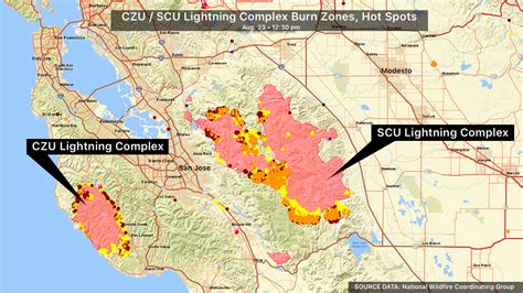 Scu Czu Lightning Complex Wildfires Burn Zones Map And Evacuations