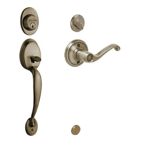 Schlage Plymouth Antique Brass Traditional Keyed Entry Door Handleset