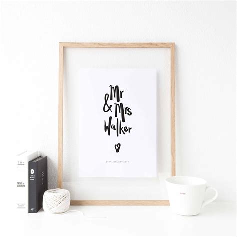 Personalised Mr Mrs Print Wedding Gift Anniversary Mr Etsy