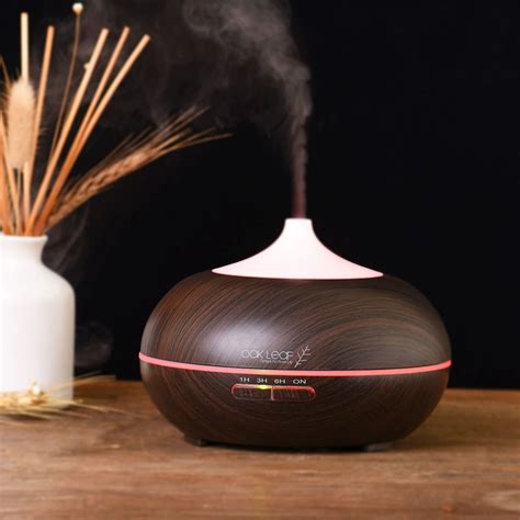 Essential Oil Diffuser Oak Leaf 300ml Wood Grain Aromatherapy Essential Oil Diffuser With 7