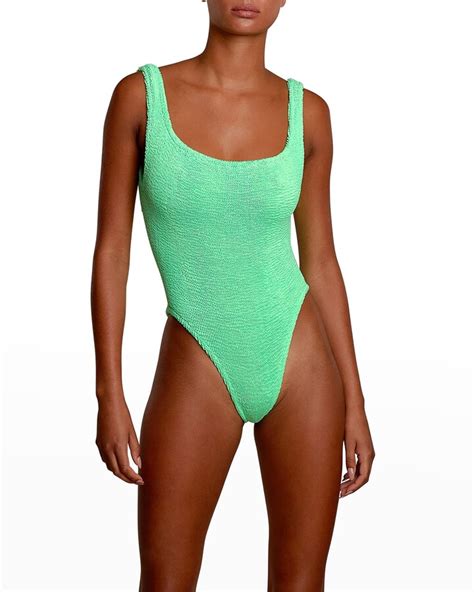 Hunza G Square Neck High Cut One Piece Swimsuit Shopstyle