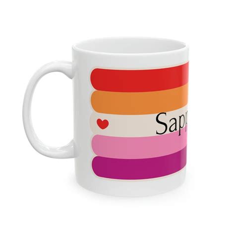 Sapphic Love Lesbian Flag Ceramic Mug 11oz Pride Rainbow Queer Gift Wedding Love Valentines
