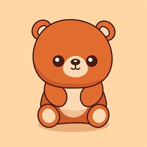 Linda Osito De Peluche Oso Sentado Dibujos Animados Icono Vector