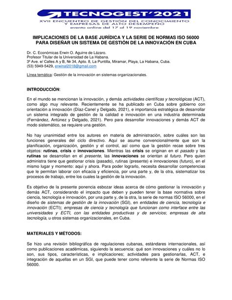 PDF Implicaciones de la base jurídica y la serie de Normas ISO 56000