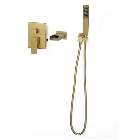 Modern Waterfall Wall Mount Solid Brass Bathtub Faucet With Handshower