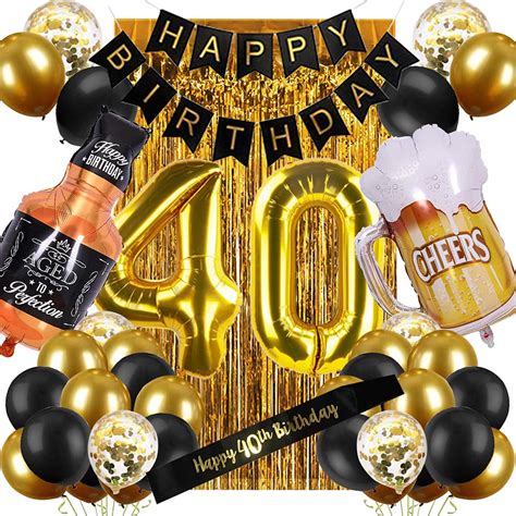 Buy Th Birthday Decorations For Men Black And Gold Happy Birthday