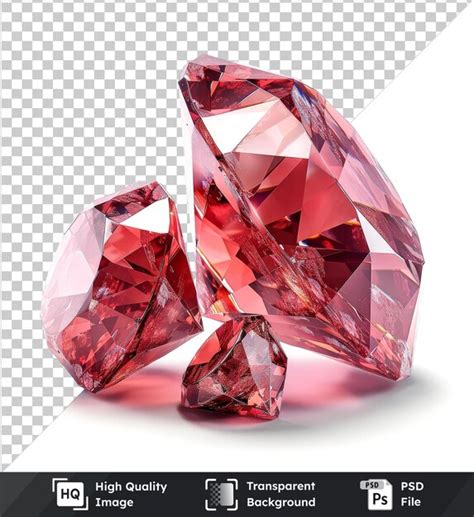 Dazzling Diamond Red Gemstones Isolated On Transparent Background