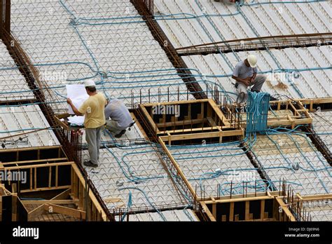 Laying Of Conduits For Electrical Installations Stock Photo Alamy