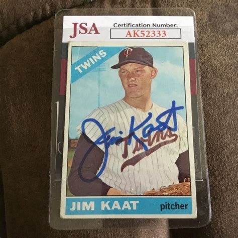 Autographed 1966 Topps Jim Kaat Hof Jsa Sticker And Cert Ebay