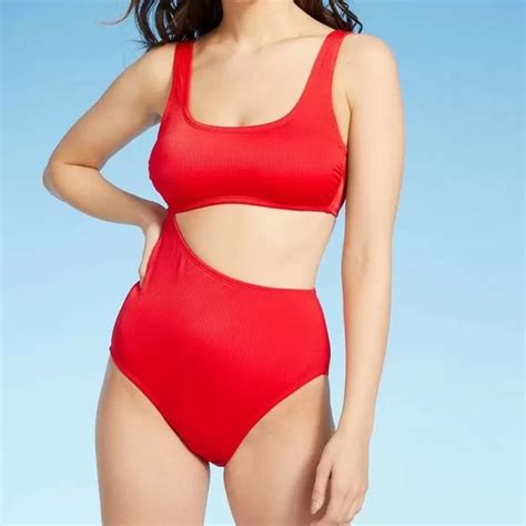 Kona Sol Swim Kona Sol Textured Ribbed Side Cut Out Medium Coverage