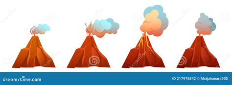 Volcanic Stages Active Dormant And Extinct Vector Illustration