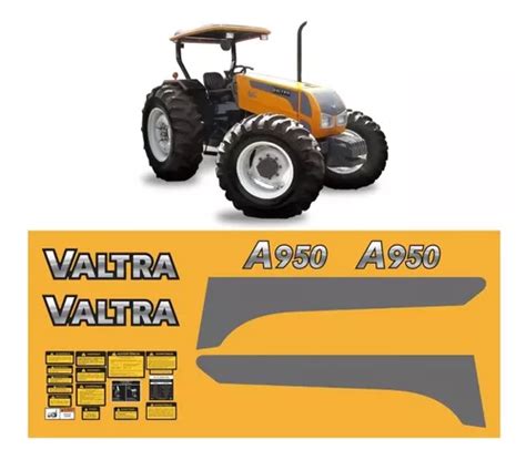 Kit Adesivo Faixas Compatível Trator Valtra A950 Etiquetas