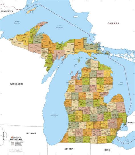 Michigan Zip Code Map With Counties By Mapsherpa The Map Shop