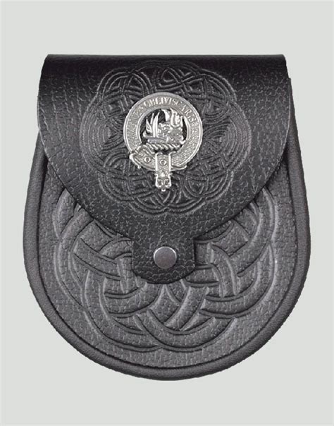 Celtic Embossed Clan Crest Leather Sporran