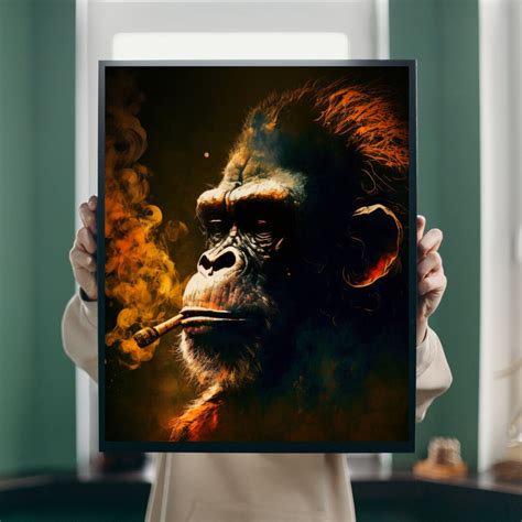 Cigar-smoking Monkey Art Print Unique Home Decor Wall Art - Etsy