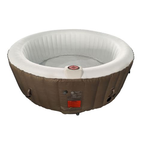 ALEKO HTIR BRW Round Inflatable Hot Tub Spa With Cover Person Gallon Brown And White