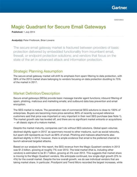 Gartner Magic Quadrant For Secure Email Gateways 2014 Pdf