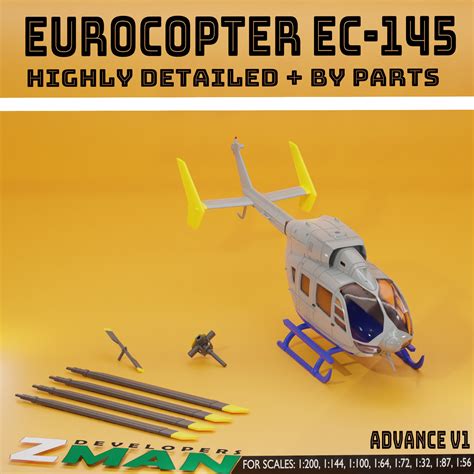 🚁 Eurocopter EC145 (CIVIL ADVANCED) V1・ STL File for 3D printing・Cults