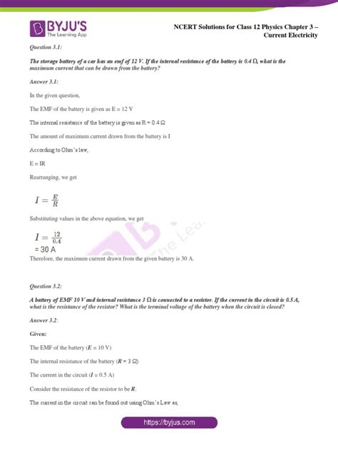 Ncert Solutions For Class 12 Physics Chapter 3 Current Electricity Pdf Electrical Resistance