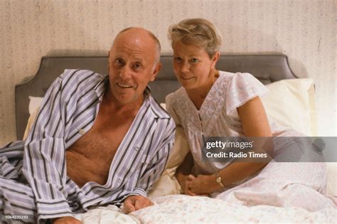 Actors Annette Crosbie and Richard Wilson in a bedroom scene from ...