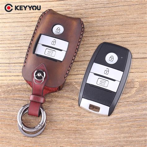 KEYYOU Remote Key Shell Case Fob 3 Buttons Genuine Leather Protector