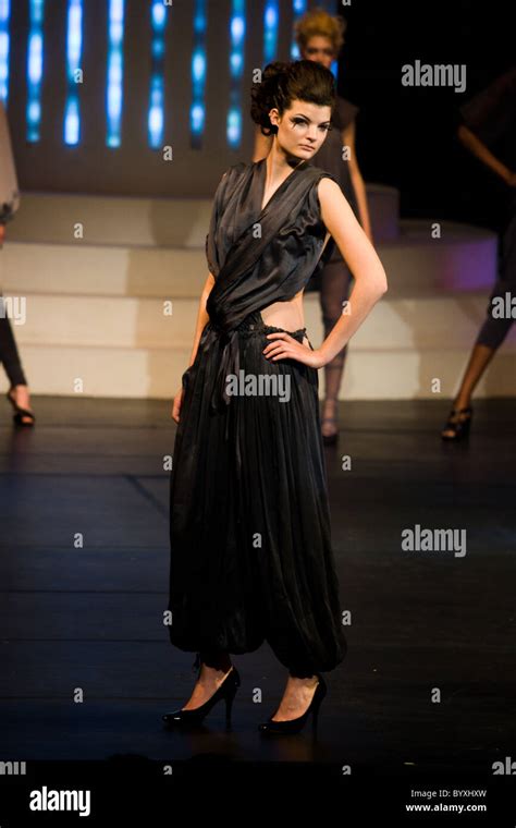 Black Fabric Draping Female Model Posing Stage Stock Photo Alamy