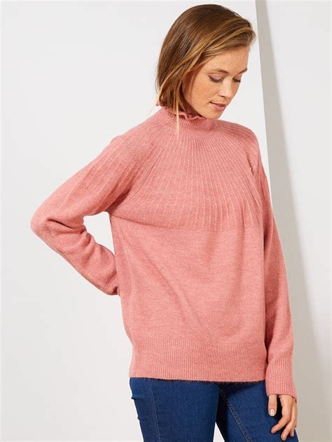 Pull col montant à volants rose Kiabi 15 00