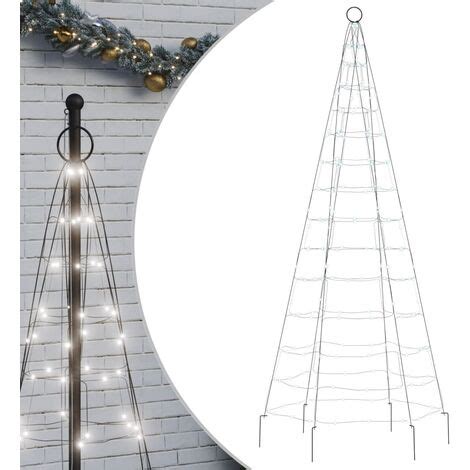 Christmas Tree Light On Flagpole 200 LEDs Cold White 180 Cm VidaXL