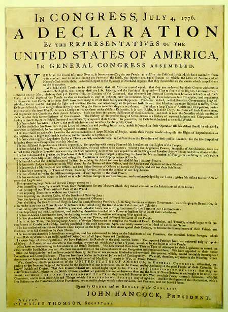 The Declaration Of Independence Dunlap Broadside