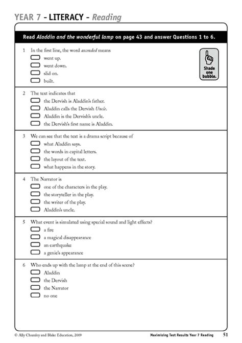 Maximising Test Results Naplan Style Literacy Year 7 Reading