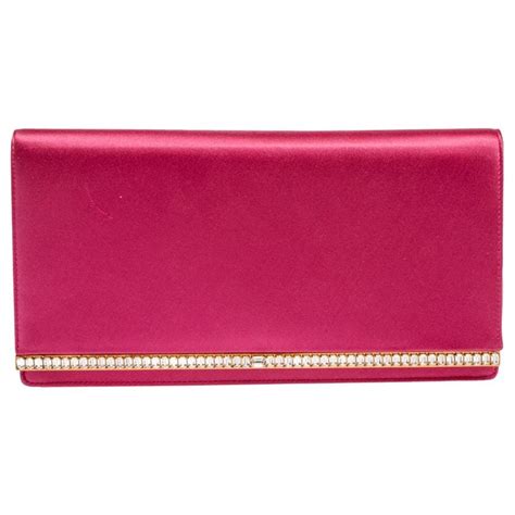 Prada Fuchsia Satin Crystal Embellished Clutch At 1stdibs