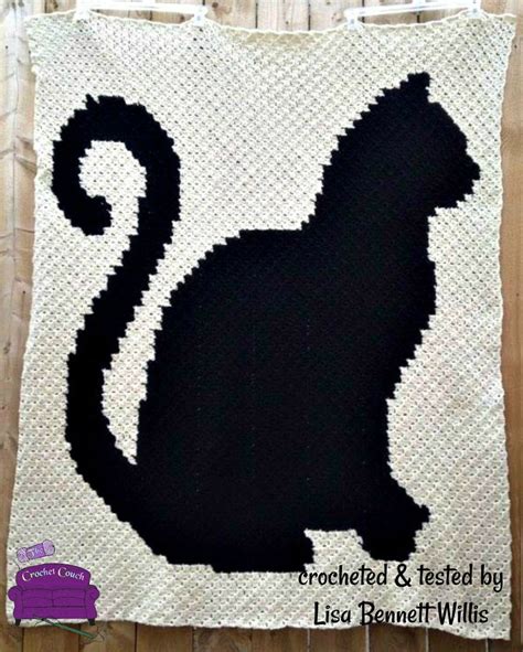 Cat Silhouette Afghan C C Crochet Pattern Written Row Etsy