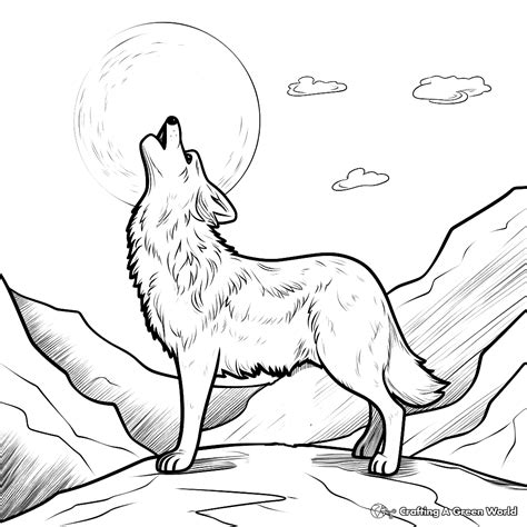 Wolf Howling At The Moon Coloring Pages - Free & Printable!