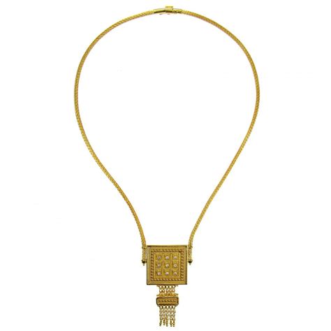 Diamond Block Greek 18k Gold Necklace Athenas Treasures