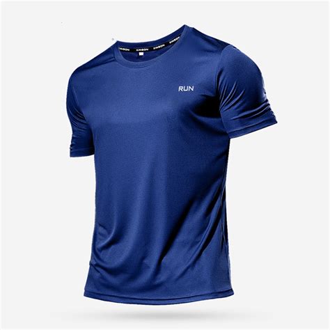 Quality Polyester Men Running T Shirt Quick Dry Fitness Shirt Training Exercise Clothes Gym ...