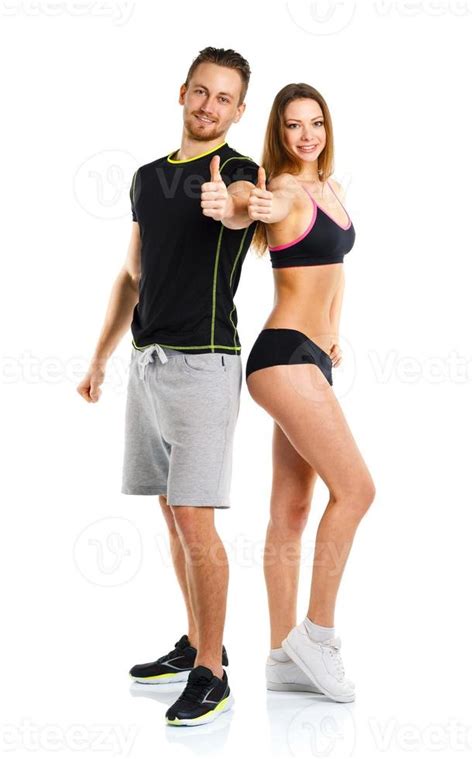 Athletic Man And Woman After Fitness Exercise With A Thumb Up On The