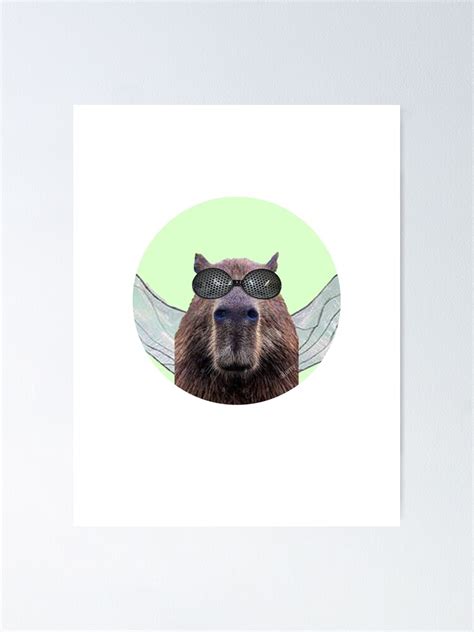 Green Capybara Fly Sticker OK I Pull Up Funny Meme Poster For Sale By