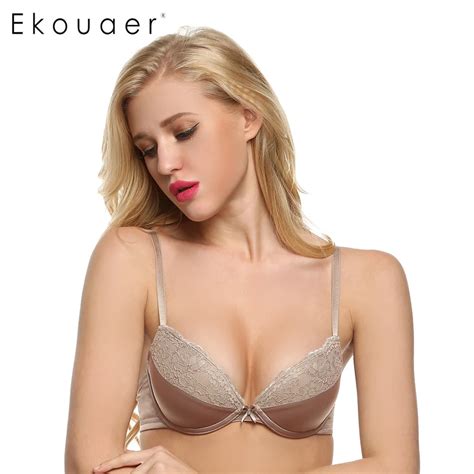 Ekouaer Women Bra Push Up Bra Sexy Ladies Deep V Bras Charming