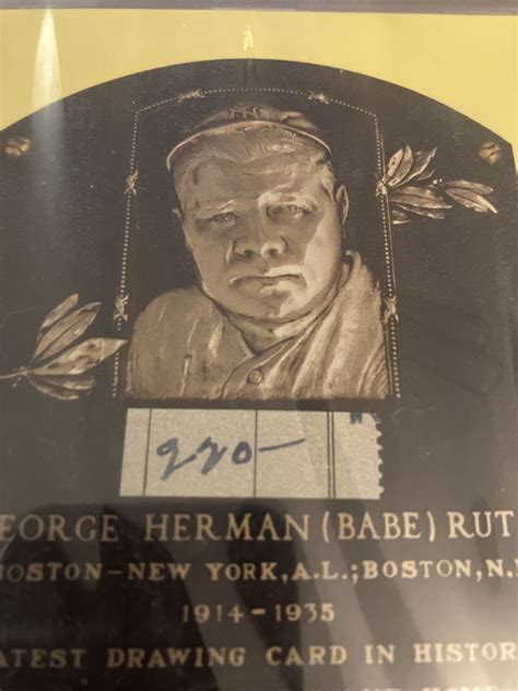 Bgs Babe Ruth Signed Cut Handwriting Hof Plaque Ny Yankees