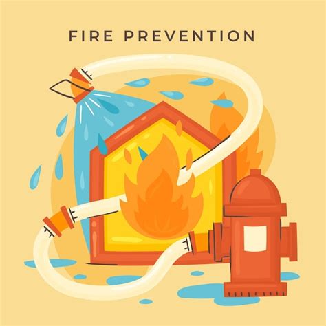 Conceito De Prevenção De Incêndio Desenhado à Mão Vetor Premium