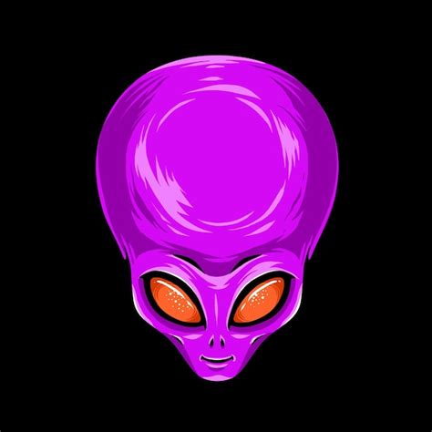 Ilustración de vector de cabeza alienígena púrpura Vector Premium