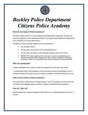 Fillable Online Beckley Beckley Police Department Citizens Police