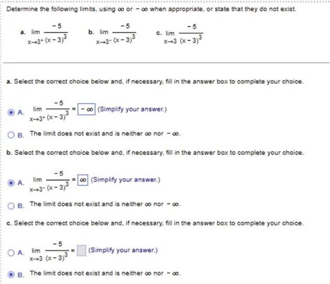 Solved Determine The Following Limits Using Infinity Or