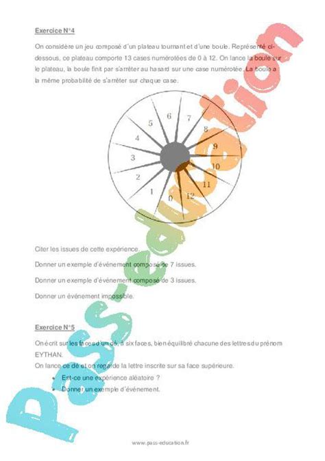 Décrire une expérience aléatoire 5ème Probabilités Evaluation