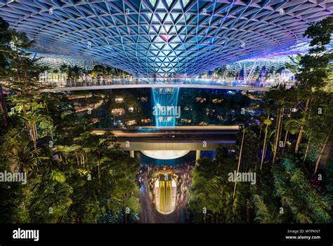 Jewel Changi Airport In Singapore A Glass Dome With Indoor Waterfall