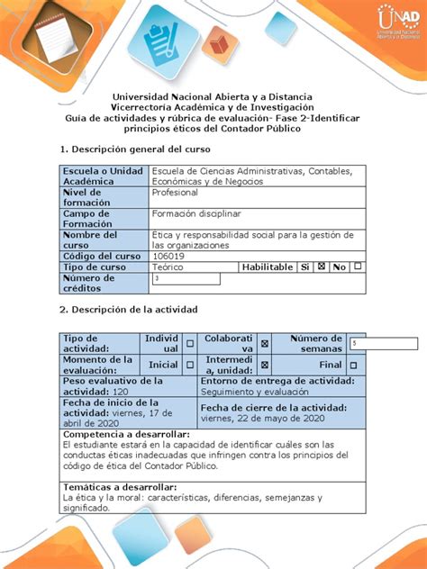 Guía De Actividades Y Rúbrica De Evaluación Fase 2 Identificar