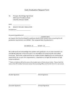 Fillable Online Early Graduation Request Form Fax Email Print Pdffiller