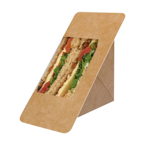 Heat Sealable Deep Fill Sandwich Wedge Mm Kraft With Clear