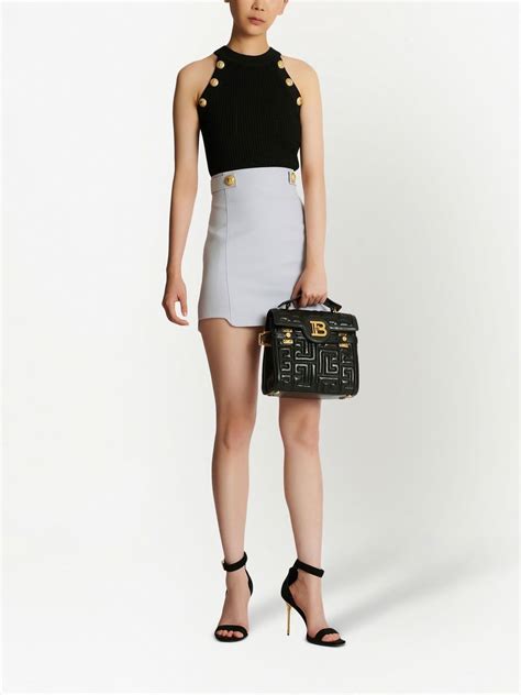 Balmain High Waisted Wool Skirt Farfetch